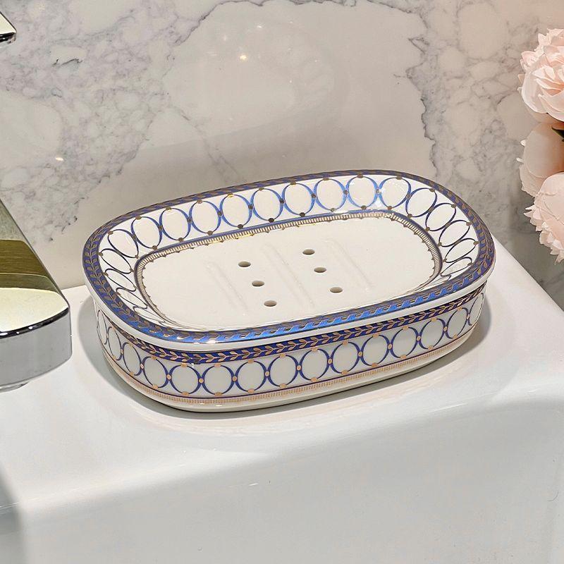 Light Luxury High-end Soap Box Ceramic Light Luxury Toilet Bathroom Drain Soap Box Household No Water