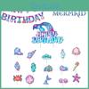 Ocean Theme Party Supplies Mermaid Birthday Celebration Banner And Cake Decorations
