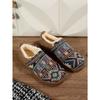 Plus-size Warm Cotton Shoes 2025 Winter New Fleece Color-blocking Ethnic Style Home Women's Shoes