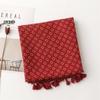 Retro Bohemian Ethnic Cotton Linen Scarf with Hexagram Tassels