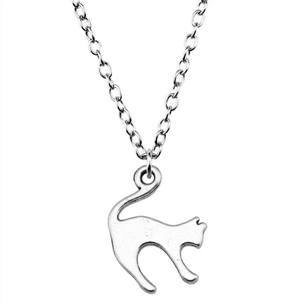 Cat Charm Necklace Cute Animal Pendant For Lovers Minimalist Pet Jewelry Gift 43cm Chain