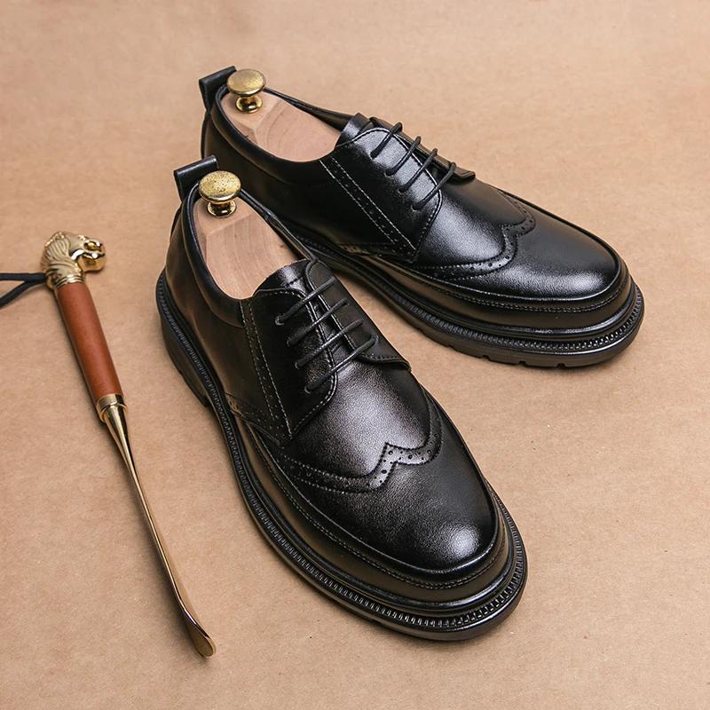 High Quality Brand Lightweight Oxford Shoes Men's Office Business Shoes Trendy Men's Elegant Genuine Leather Shoes Free Delivery