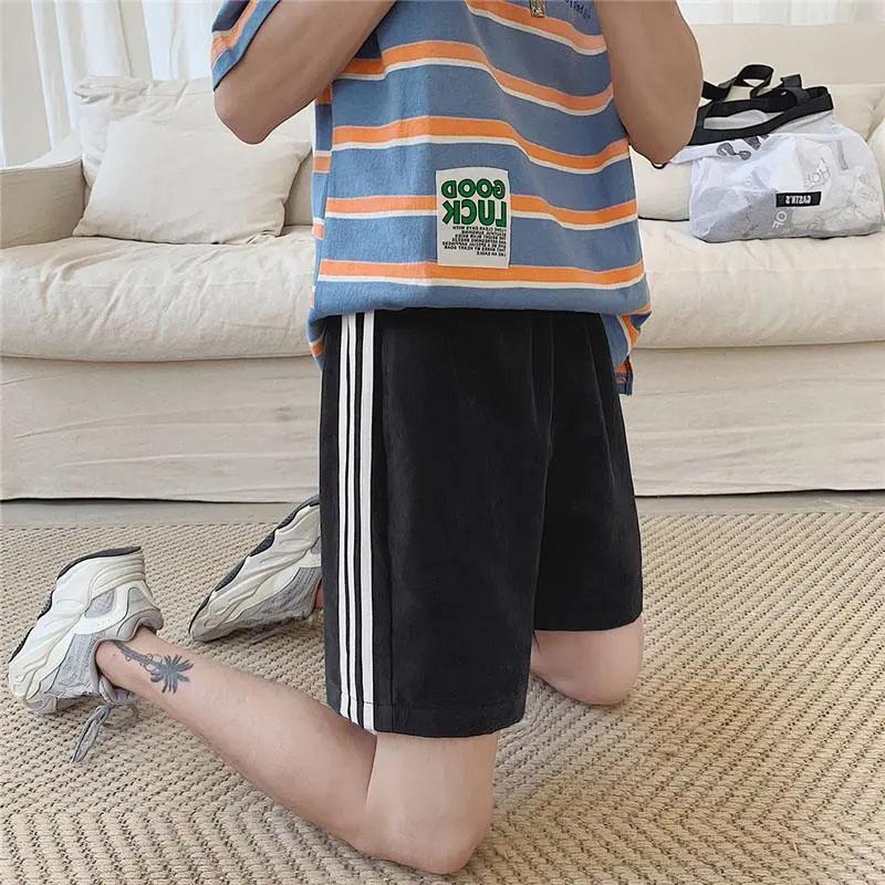 Men's All-match Beach Pants Summer Straight Outer Wear Five-point Pants Solid Color Loose Breathable Soft Skin-friendly Casual Shorts