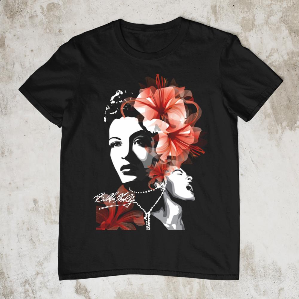 Хлопковая футболка унисекс с коротким рукавом, черная, все размеры, с изображением Билли Холидей M