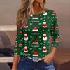 Women's Tops Seven Sleeve Shirt Round Neck Loose Christmas Snowman Christmas Tree Printed T-Shirt
