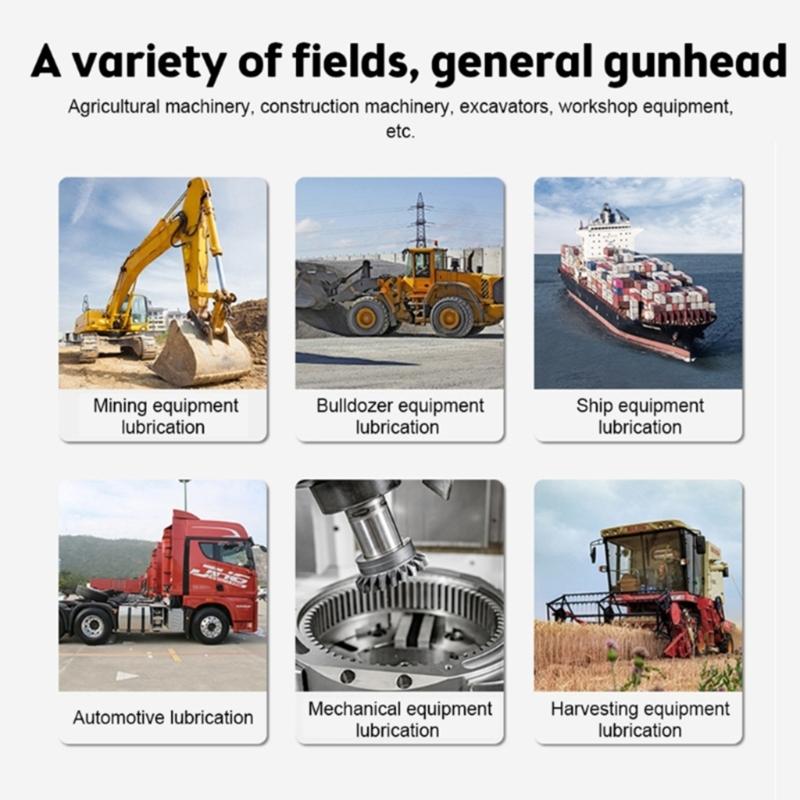 Hochdruck Einhand Fettpressen Mundstück und 2 flexible Schläuche Geeignet für Standard Schmiernippel M6 bis M14