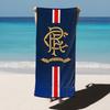 150th Anniversary Golden Emblem Beach Towel, Red and White Striped Quick-Dry Sand-Free Microfiber Bath Towel for Swim and Gym
