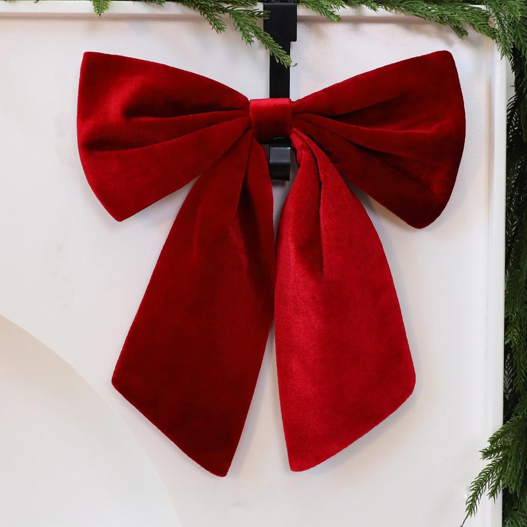 Christmas Ornament Large Velvet 3D Bow Design Multi-Color Festive Holiday Christmas Tree Window Hanging Decorating Accessory