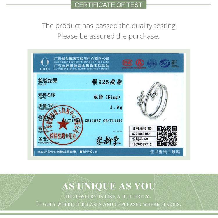 Bamoer 925 Sterling Silver Delicate Elegant Branch Element Adjustable Ring for Women Fine Jewelry