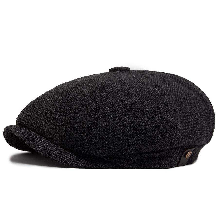 Herringbone Newsboy Caps Men Autumn Winter Vintage Berets Casual Flat Hats Fashion Retro Man Cap For 55-59cm Head Circum Ference