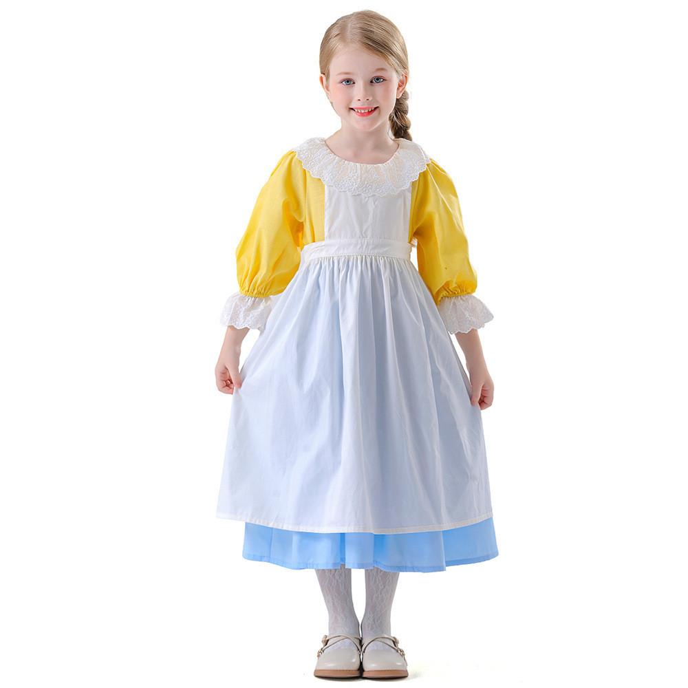 Flower Countryside Farm Shop Girl Cosplay Princess Dress Costume Halloween Party 150cm