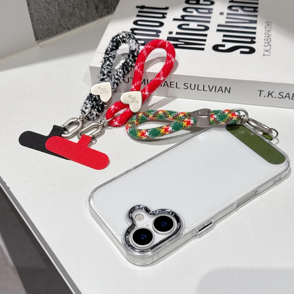 Heart Keychain & Camera Lanyard Set: Plush Wrist Strap, Anti-Lost Rope, Water Bottle Holder