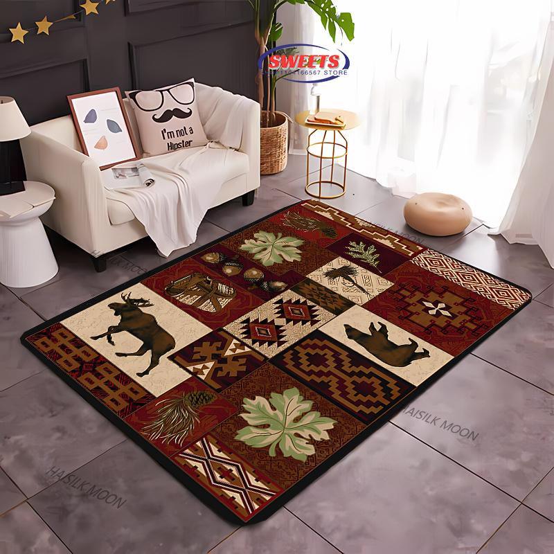 1PC Nordic Animal Bear Theme Print Carpet Living Room Bedroom Sofa Office Large Area Decoration Mat Children's Game Carpet