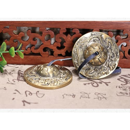 Tingsha Tibetan Bell, Purification Cymbal, Twin Dragon Bell, Folk Instrument, Meditation Tool