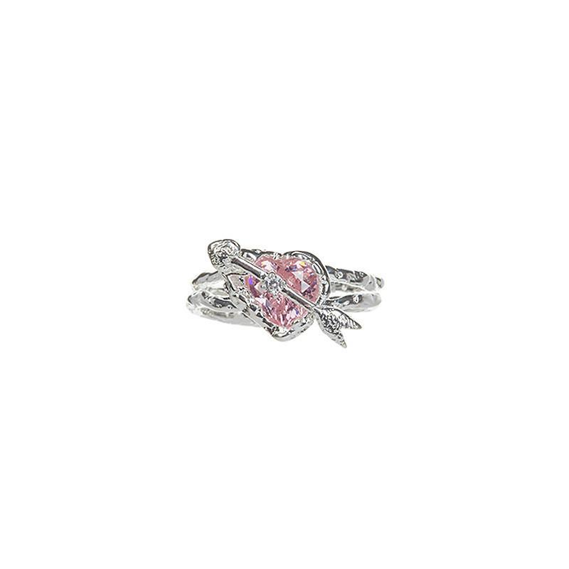Heartshaped Feminine Ring With Crystal Inlay Multiple Color Options
