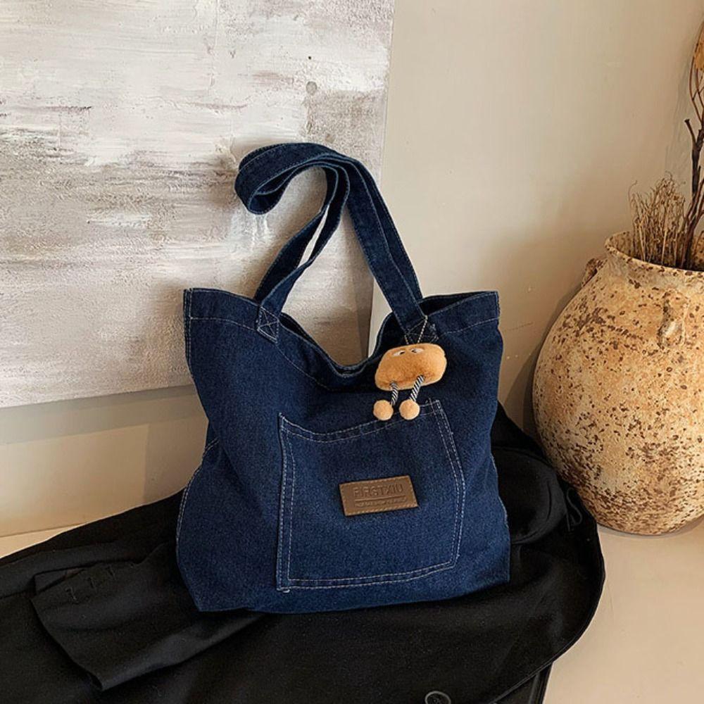 Korean Style Cowboy Underarm bag Retro Leisure Tote Bag Versatile Denim Shoulder Bag  Travel