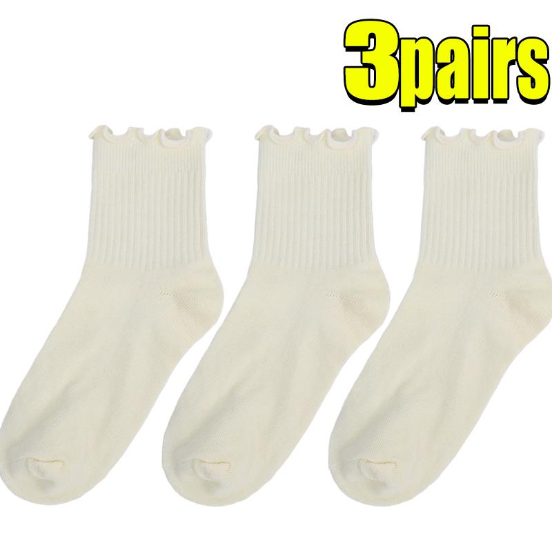 2-20pcs Women Spring and Autumn Stocking Pure Cotton Edge Stacked Socks Ins Trendy White Non Legging Sweating Socks