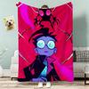 Cartoon I-Invader Zim Throw Lightweight 240g Flannel Blanket Soft Skin-friendly for Summer Cooling
