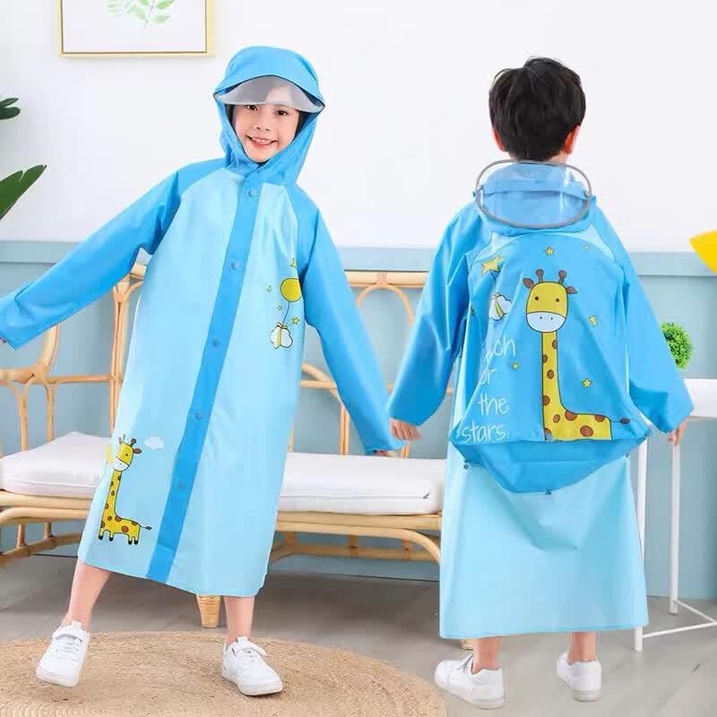 Kids  Reflective Rain Poncho with Schoolbag Cover