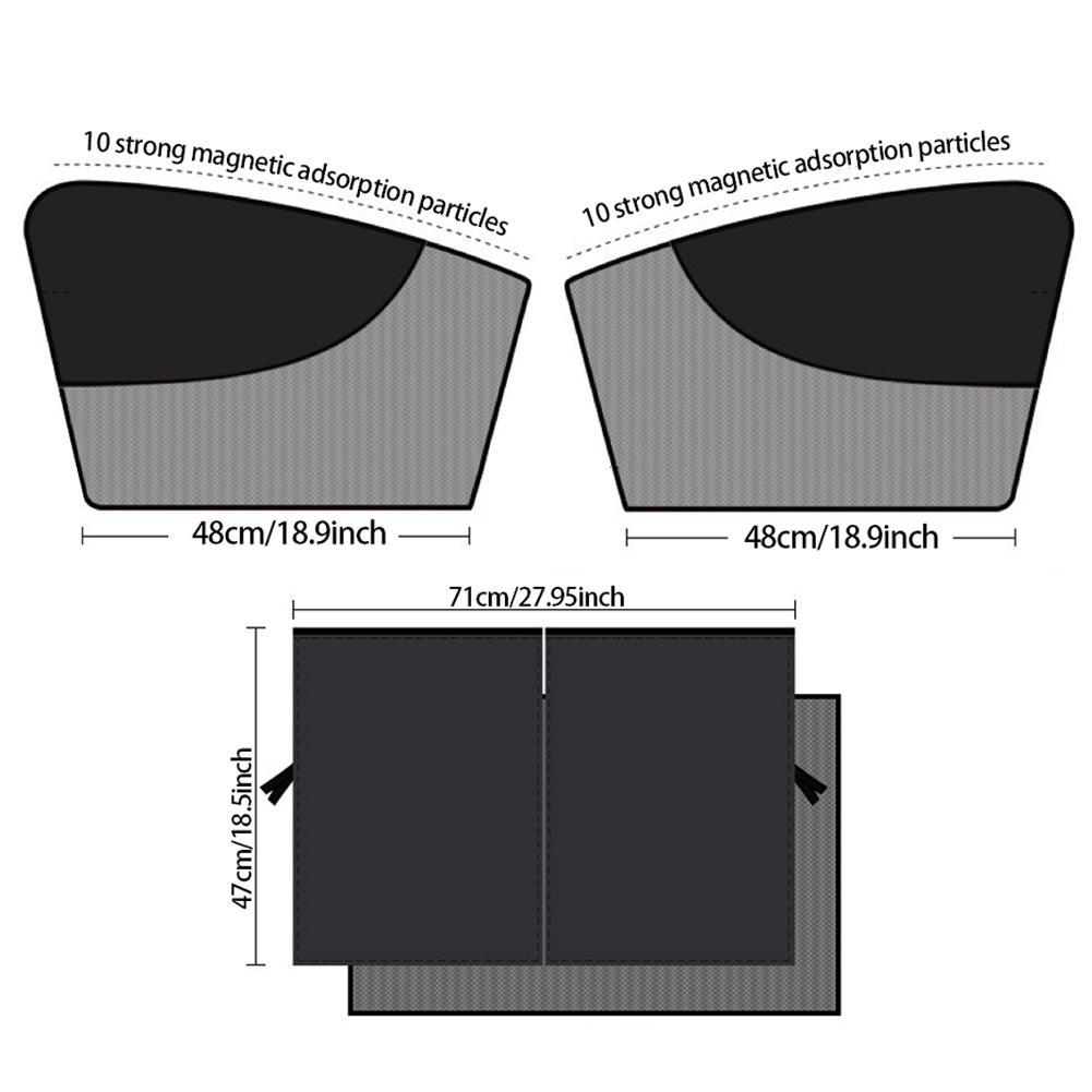 Magnetic Dual- Layer Car Sun Shade Curtain Mesh Window Shade Sun Protection Heat Blocking