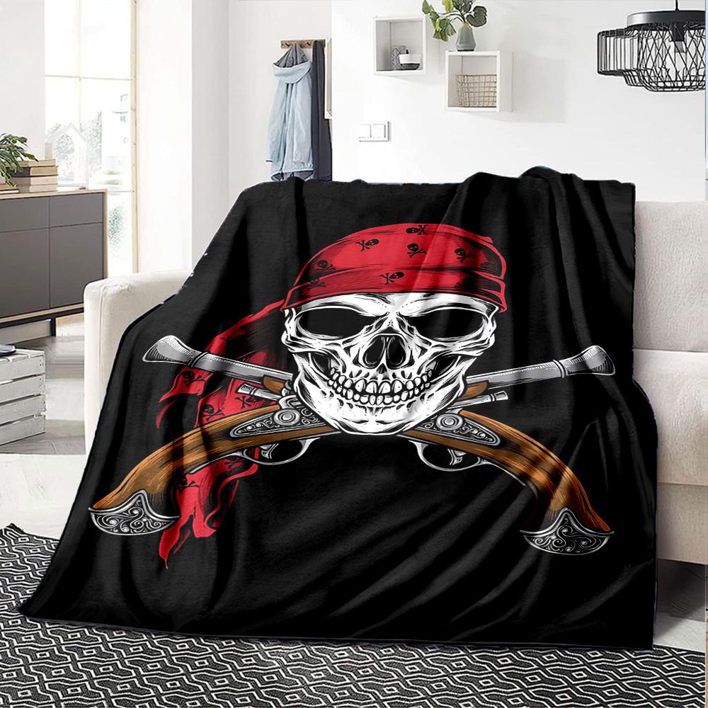 1pc pirate skull Throw Blanket Soft Flannel, Cozy All Season Polyester Perfect for Home, Office