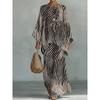 1116 New Retro Bohemian Cashew Flower Set, Crew Neck Flared Sleeve Top + Two Pieces of Wide-leg Pants.