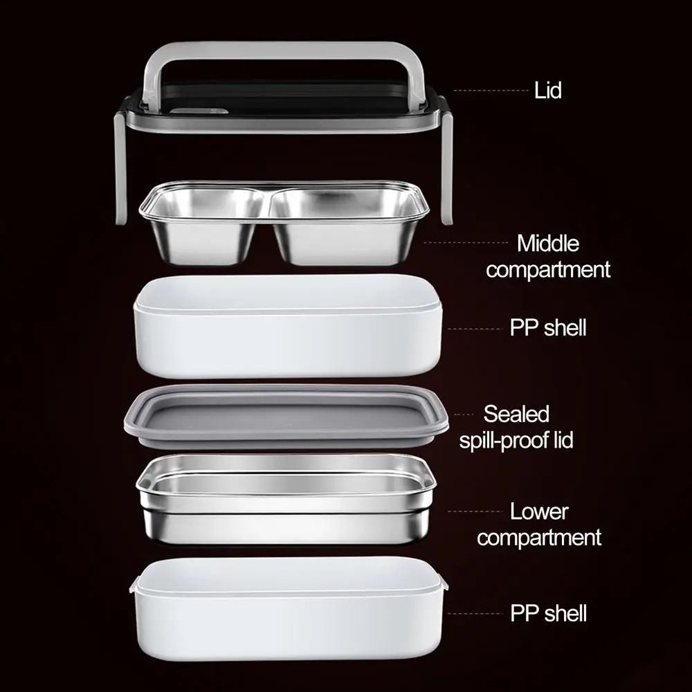 Double Layer Portable Lunch Box Leak-proof Food Storage Crisper Divides Food Container  Camping