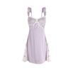 Women’s Fashion Summer Floral Sleep Dress Ice Silk Cami Nightdress Sexy Lace Padded Push-Up Sleepwear