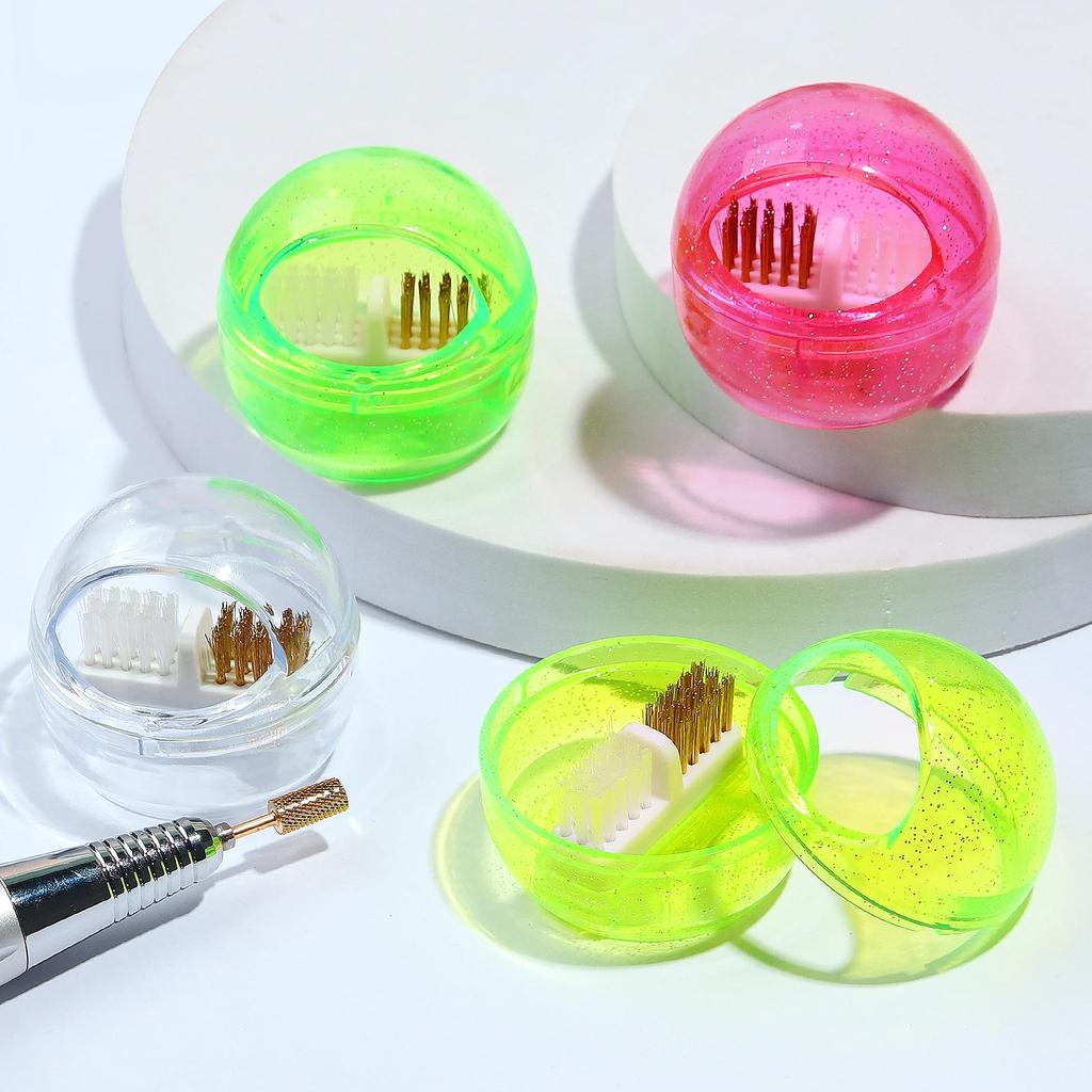 1Pc Soft and Hard Copper Wire Nail Drill Brush Cleaning Box Remove Powder Grinding Head Nail Art Drilling Bits Care Cleaner Tool