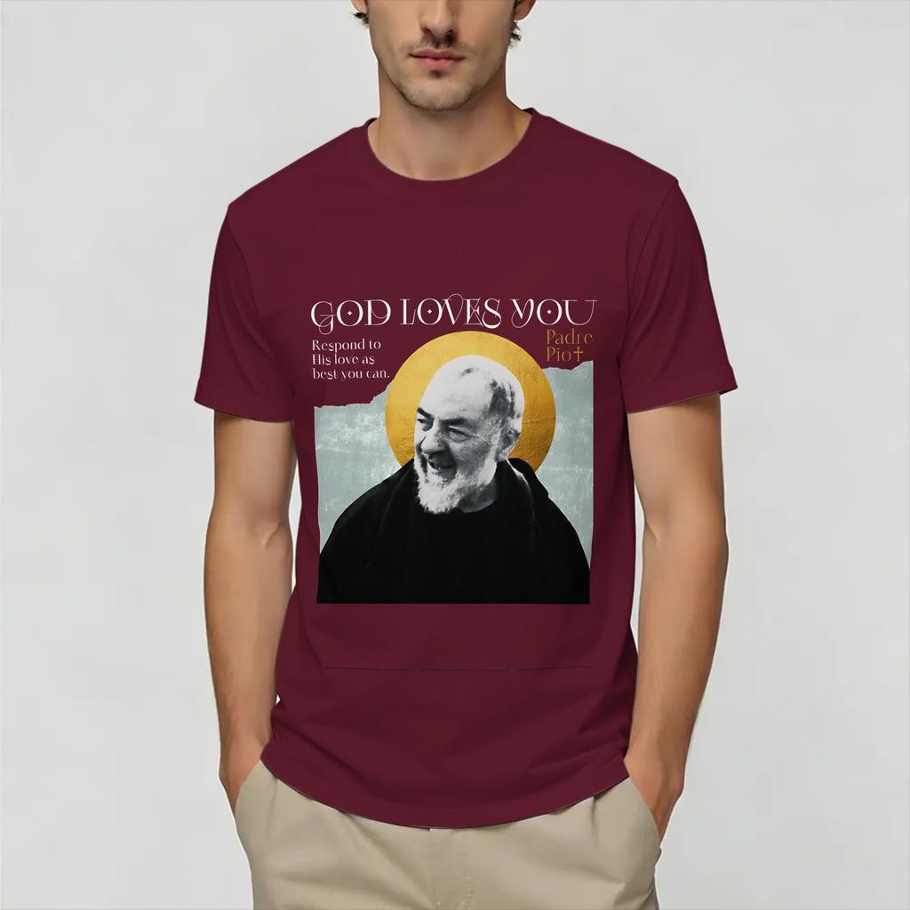 Fashion Padre Pio TShirts Unisex Crew Neck Pure Cotton T Shirts Short Sleeve Tee Shirt Gift Idea Tops