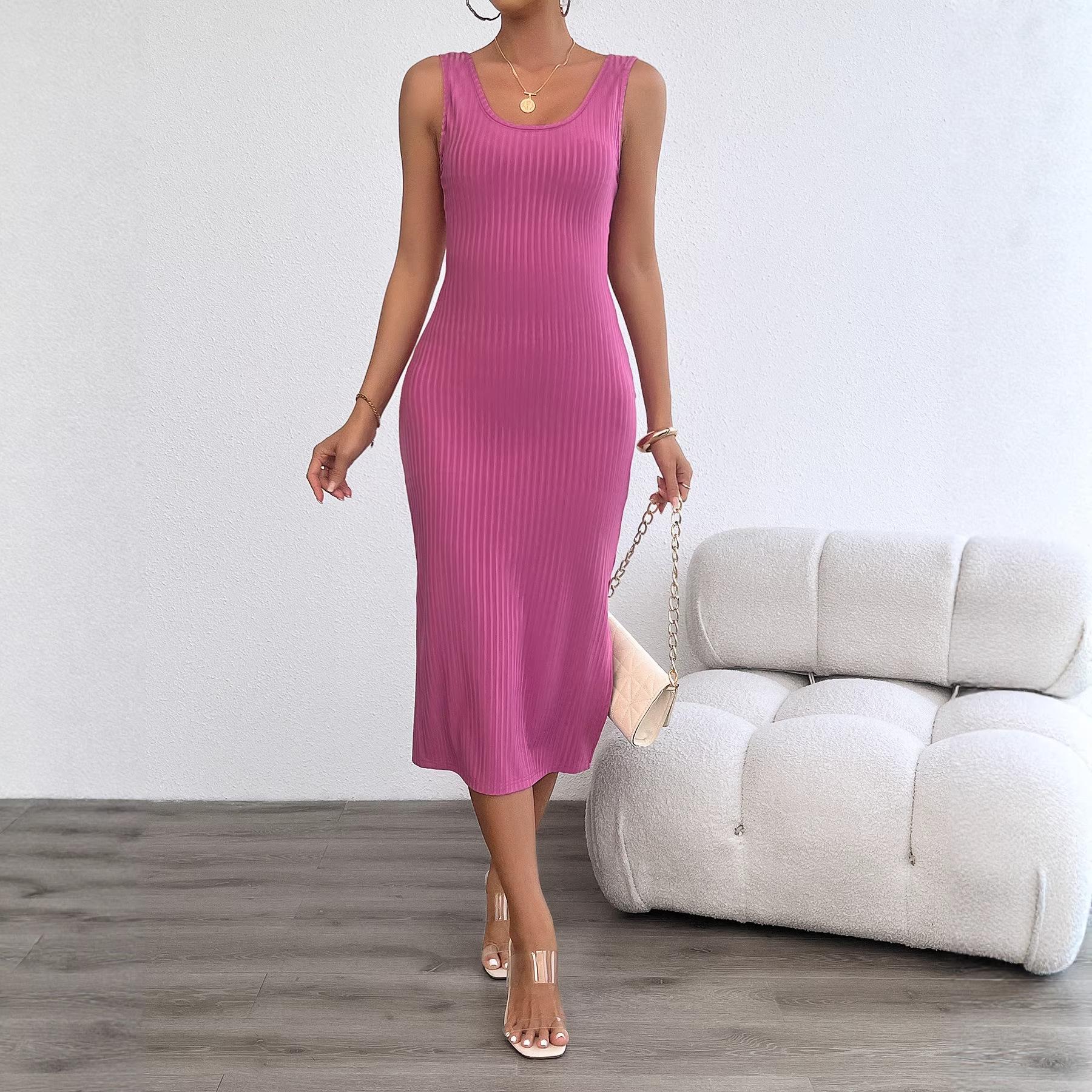 Summer suspender vest dress slim fit sexy split step skirt backless S