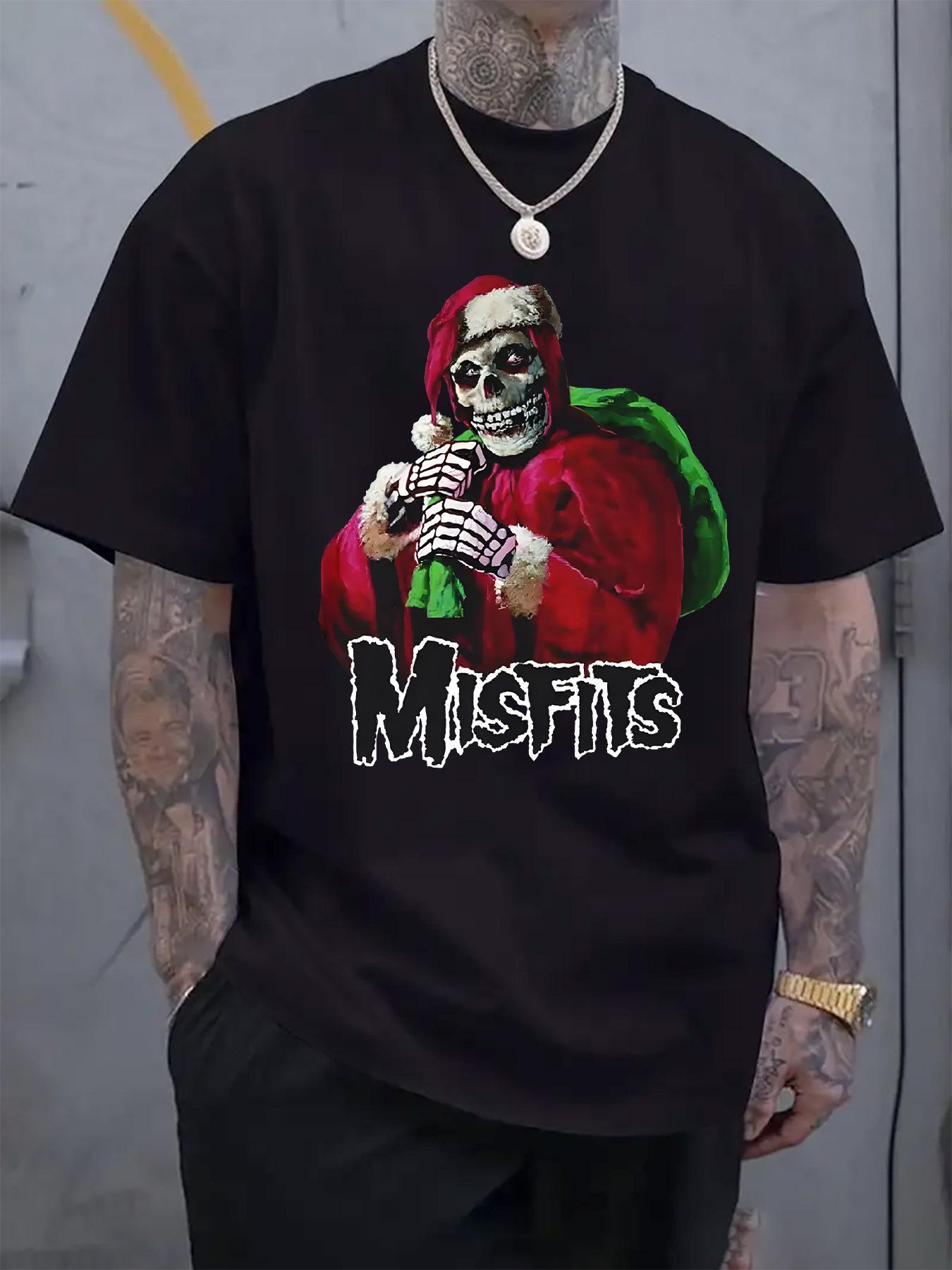Black Santa Skull Graphic Tshirt - Casual Crew Neck Short... XL