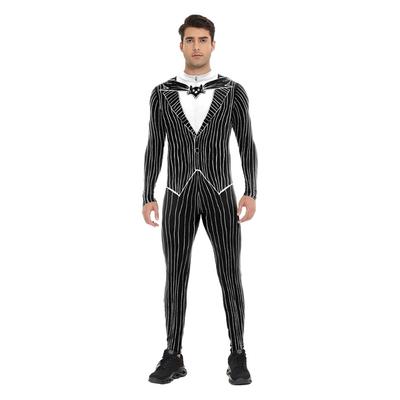 Cosplay Christmas Thriller Night Mike Men's Striped Digital Printed Bodysuit Halloween Costume
