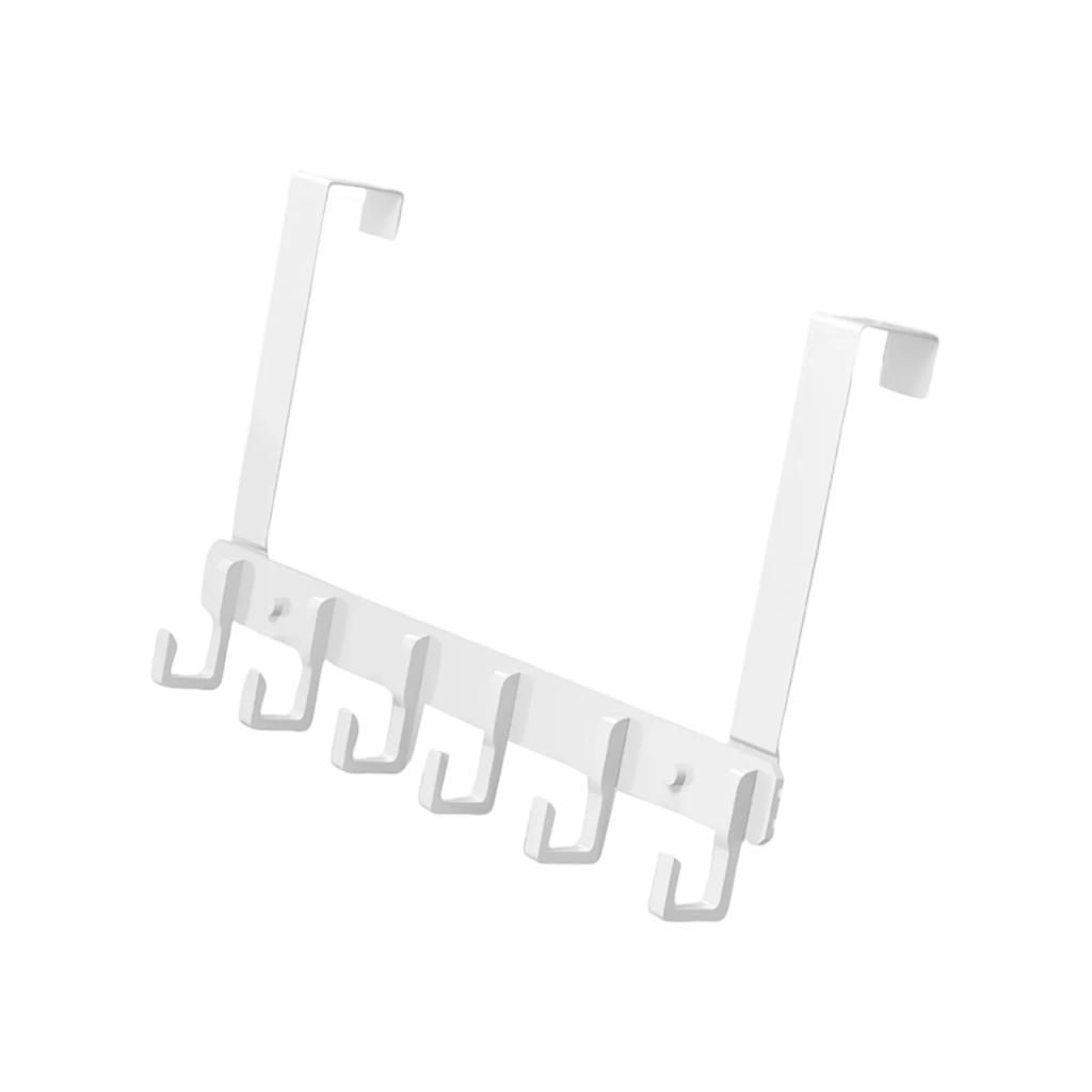 6-Hook Towel Rack Behind Door For Bathrooms And Dormitories - No Drilling Required For Installation