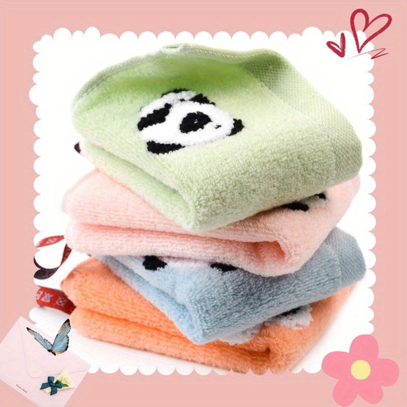 4pcs 100% Cotton Animal Embroidery Hand Towels Ultra Soft Absorbent Quick Dry Face Bath Towels, Compact Lightweight Square Towels with Bear,Cat,Panda