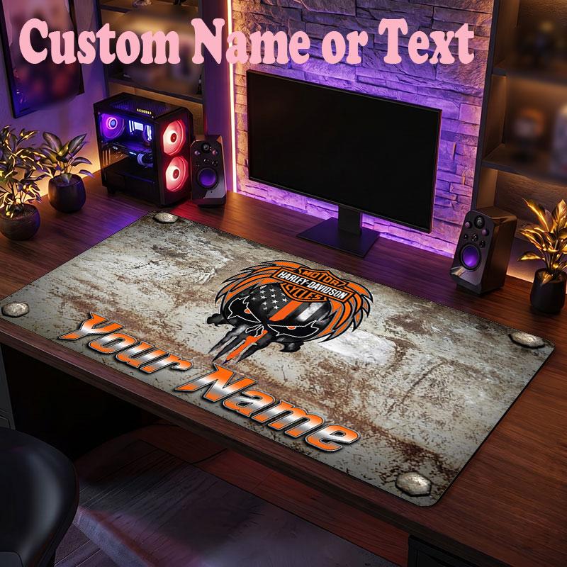 Harley-Davidson Customized Name Text Mouse Pad, Large Desk Mouse Mat Personalized Home Office Present