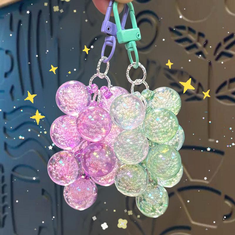 Acrylic Grape Cluster Keychain & Pendant - Crystal Grapes for Backpack or Phone