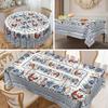 Vintage Cock Printed Tablecloth - Rustic Floral Design With Blue And Brown Accessories, Mechanism Polyester Fabric