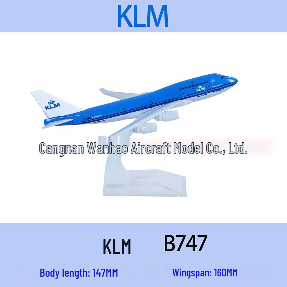 16cm B747 Metal Airplane Model - International Aviation Simulation Gift