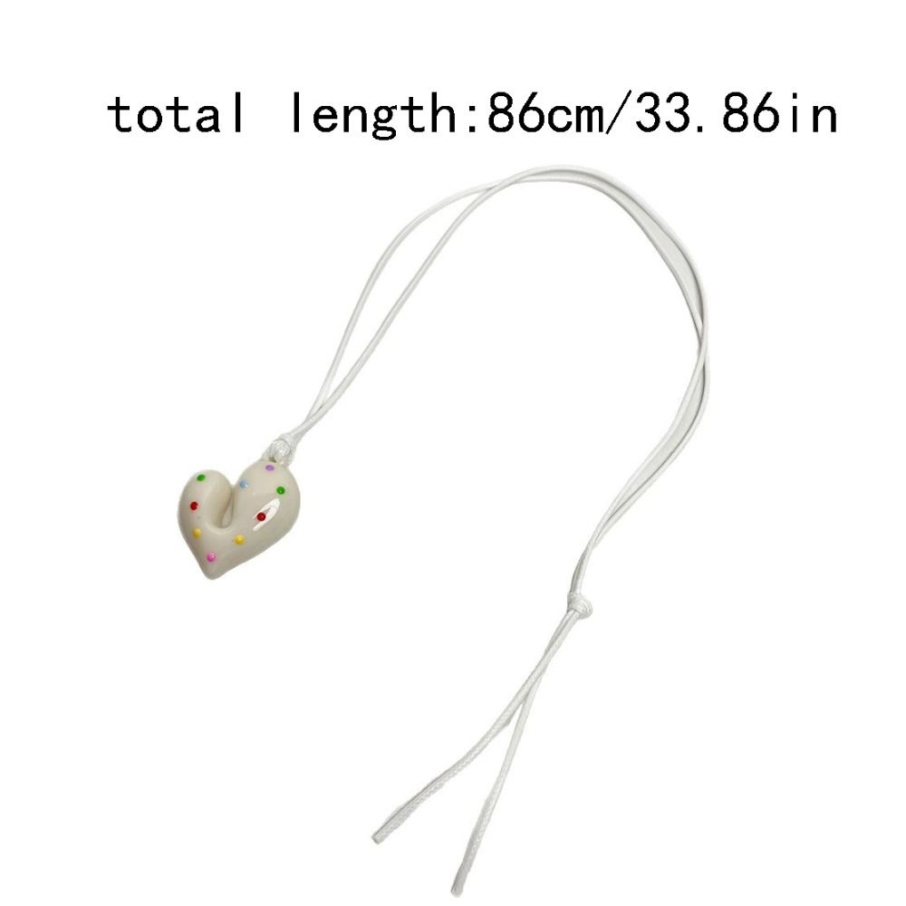 Bow Heart Pendant Necklace Irregular Sweater Chain Trendy Dopamine Color Necklace  Gifts