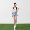 Women's High-Waist Elastic Denim Shorts - Summer Thin, Loose, Three-Quarter Length with Split Hem