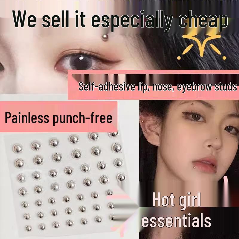 

Fake Piercing Sticker Set: Eyebrow, Lip, Nose - Edgy Punk Style for Hot Girl Fashion