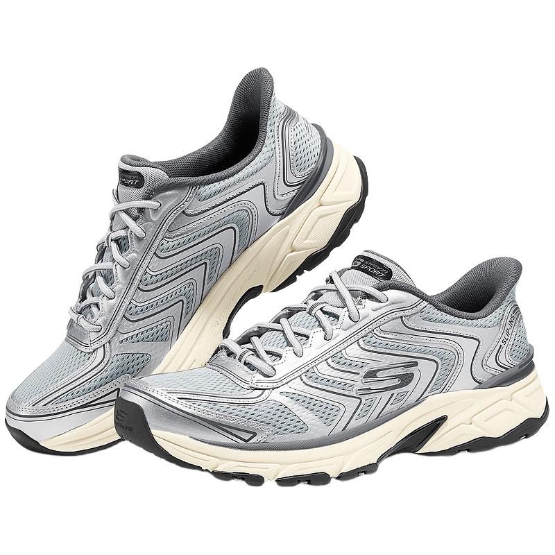 Skechers Мужские серебристые кеды-слипоны в стиле  Dad Shoes 43