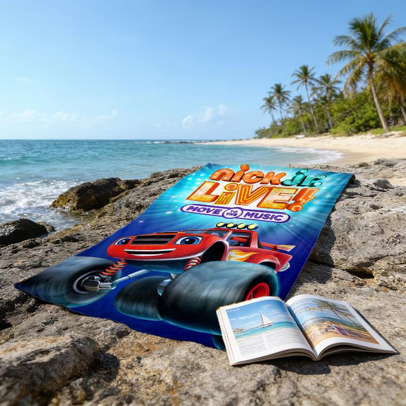 1 Stück Blaze und die Monster-Maschinen (2) Strandtuch, Strand- und Meeresufer-Schwimmbadausstattung, Modisches Muster, Rechteckig, Reiseutensilien