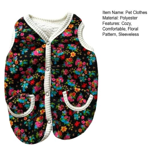 Colorful Floral Dog Vest Sleeveless Pet Shirt Small Dogs Cardigan Warm Winter Poodle Outfit for Small Medium Breeds Bichon Frise Cats
