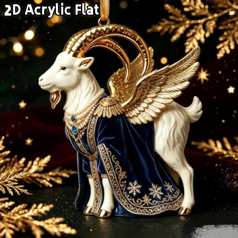 2D Flat Shining Acrylic Rhinestone Goat Hanging Ornament Cute Xmas Tree Decor for Kids Room Holiday Decoration