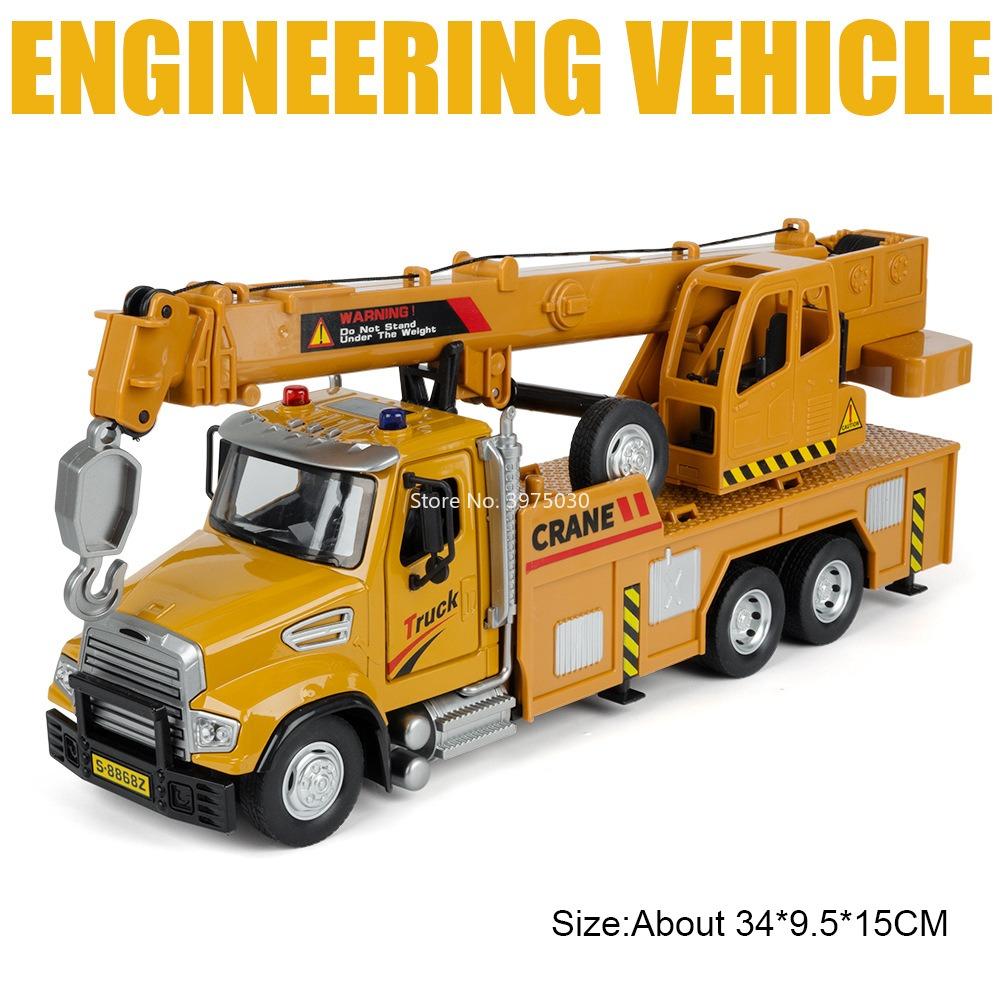 Crane Excavator Toy Cars Models Alloy Diecast Doors Opened Miniature Transport Vehicle Rubber Tires Mixer Truck Collectible Item