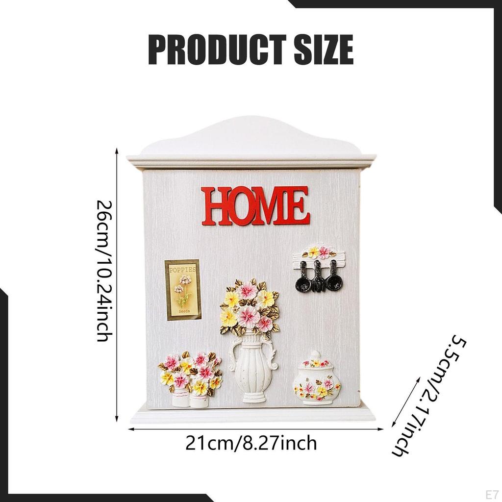 Key Cabinet Wall Mounted Storage Rustic Wooden Box for Doorway Office Living Room Decor