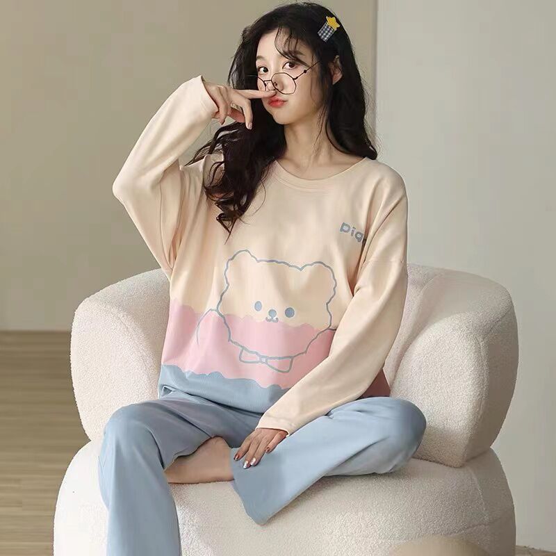 

2 шт./компл., женская пижама большого размера, фиолетовая клетчатая, можно носить на улице, домашняя одежда для девочек, хлопковая пижама с длинными рукавами, повседневная, дышащая L