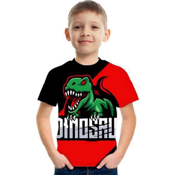 Fashionable Summer Children's Top Creative Colorful Fun Animal 3D Printed T-shirt Boys Comfortable Soft Breathable Short Sleeves T-shirt